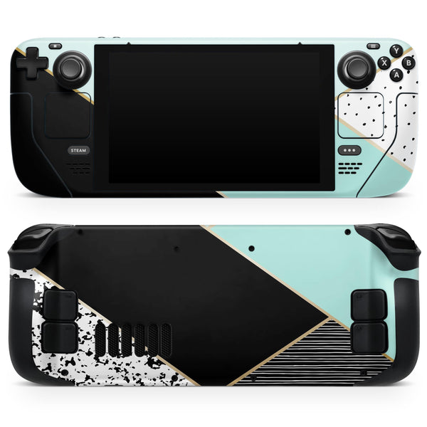 Minimalistic Mint and Gold Striped V1 // Full Body Skin Decal Wrap Kit for the Steam Deck handheld gaming computer