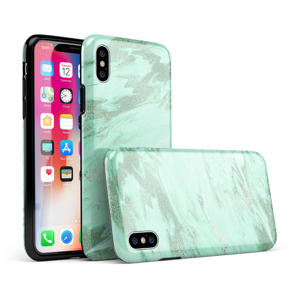 Mint Marble & Digital Gold Foil V5 - iPhone X Swappable Hybrid Case