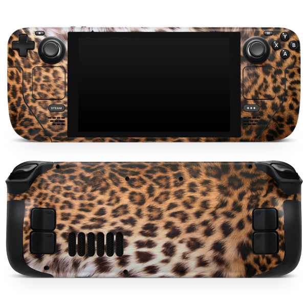 Mirrored Leopard Hide // Full Body Skin Decal Wrap Kit for the Steam Deck handheld gaming computer