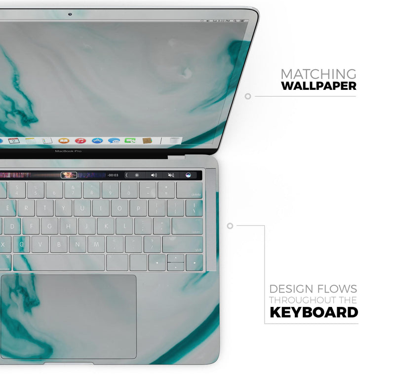 Modern Marble Aqua Mix V6 - Skin Decal Wrap Kit Compatible with the Apple MacBook Pro, Pro with Touch Bar or Air (11", 12", 13", 15" & 16" - All Versions Available)