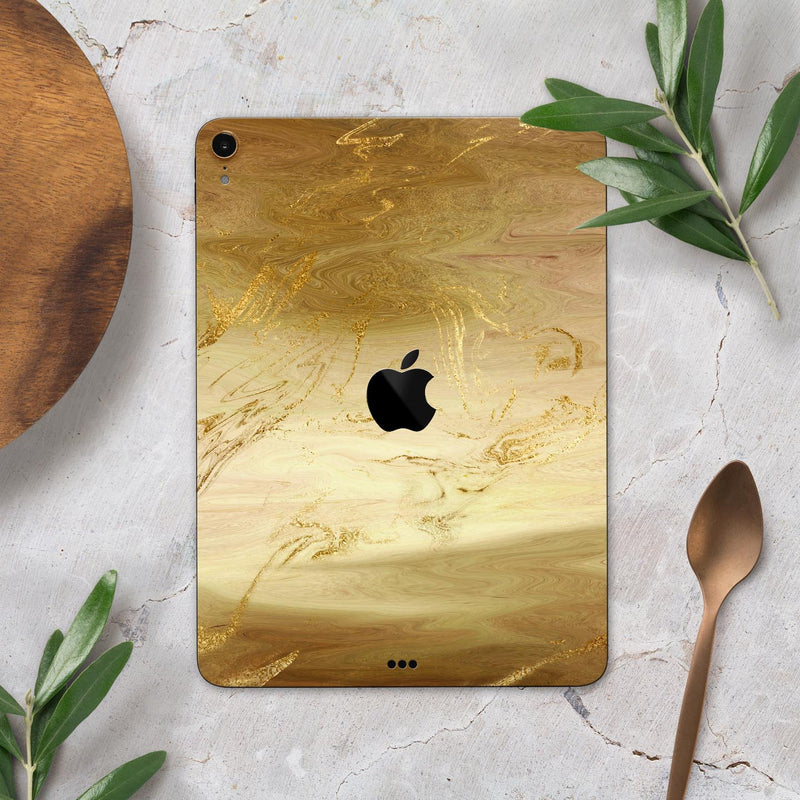 Molten Gold Digital Foil Swirl V12 - Full Body Skin Decal for the Apple iPad Pro 12.9", 11", 10.5", 9.7", Air or Mini (All Models Available)