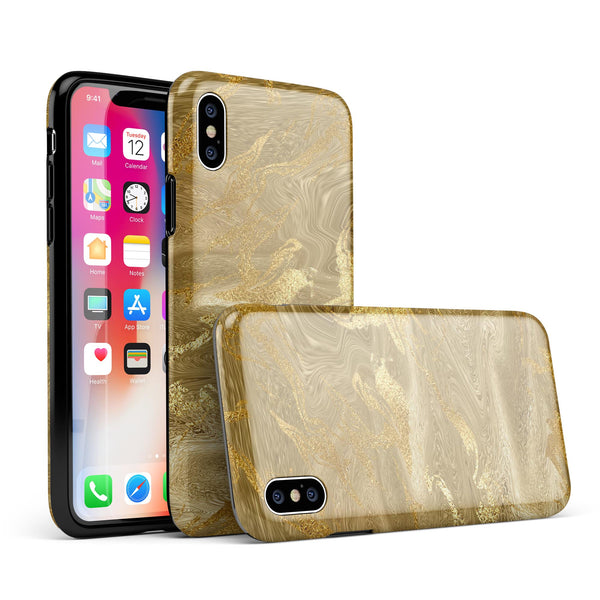 Molten Gold Digital Foil Swirl V4 - iPhone X Swappable Hybrid Case