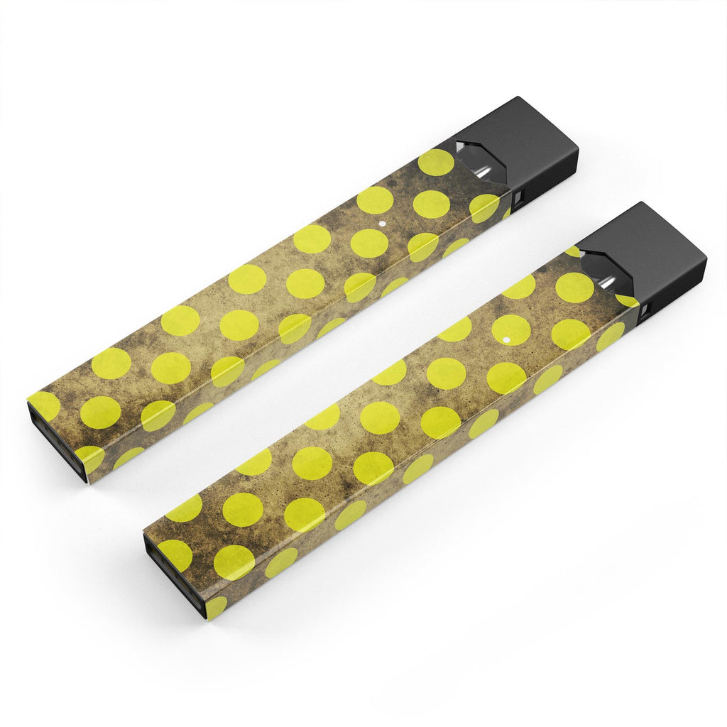 White Polka Dots Over Yello Orange Grunge - Skin Decal Vinyl Wrap