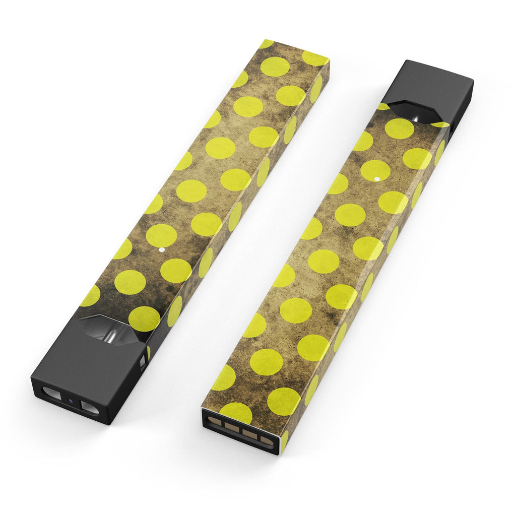 White Polka Dots Over Yello Orange Grunge - Skin Decal Vinyl Wrap