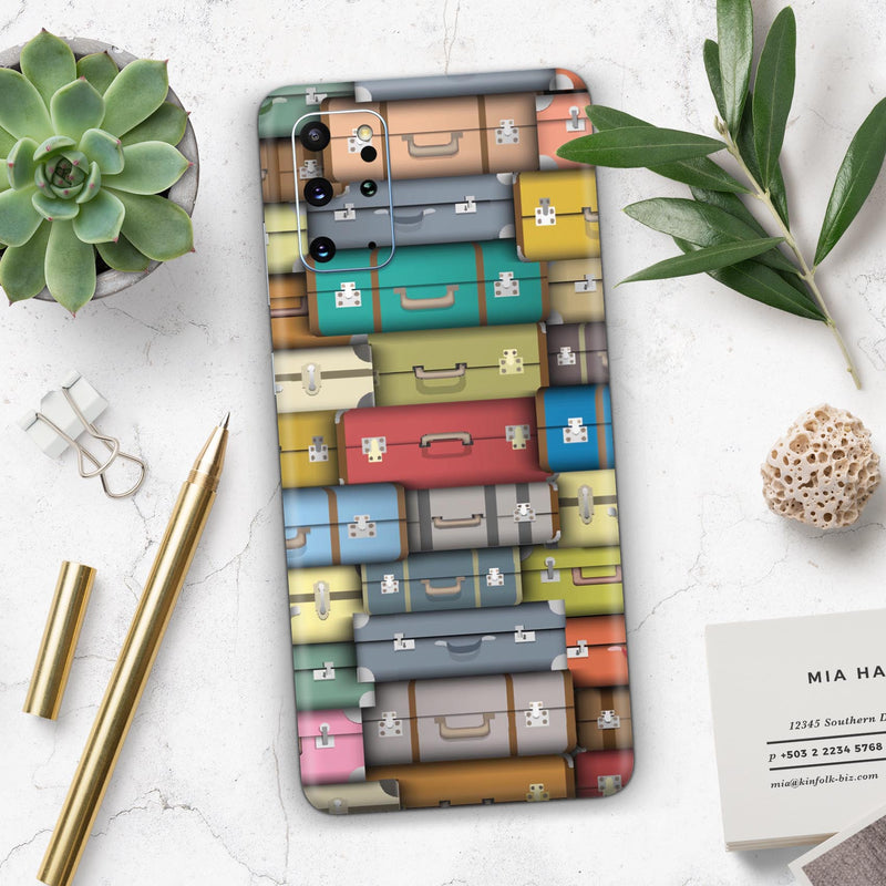 Multicolored Traveling Suitcases - Skin-Kit for the Samsung Galaxy S-Series S20, S20 Plus, S20 Ultra , S10 & others (All Galaxy Devices Available)