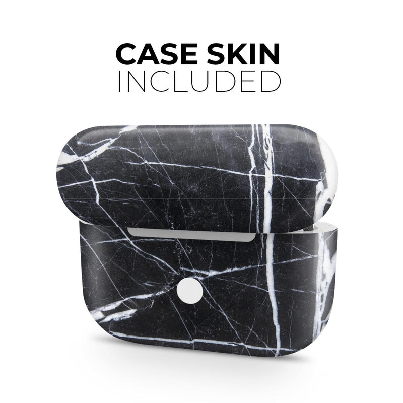Natural Black & White Marble Stone - Full Body Skin Decal Wrap Kit for the Wireless Bluetooth Apple Airpods Pro, AirPods Gen 1 or Gen 2 with Wireless Charging