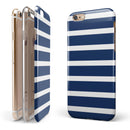Navy Blue and White Horizontal Stripes iPhone 6/6s or 6/6s Plus 2-Piece Hybrid INK-Fuzed Case