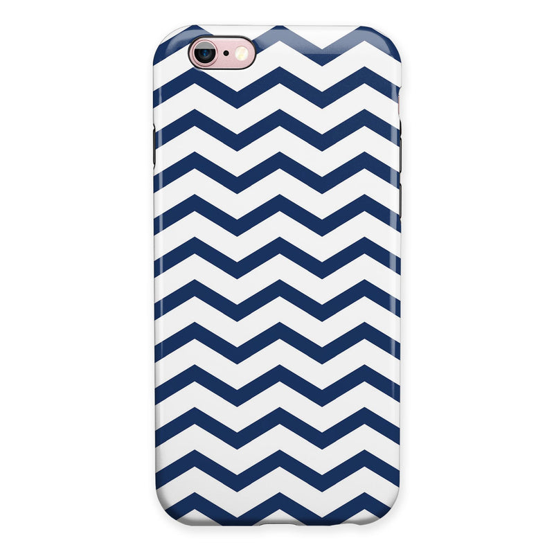 Navy and White Chevron Stripes iPhone 6/6s or 6/6s Plus 2-Piece Hybrid INK-Fuzed Case