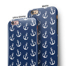 Navy and White Micro Anchors iPhone 6/6s or 6/6s Plus 2-Piece Hybrid INK-Fuzed Case