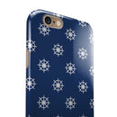 Navy and Whtie Micro Ship Wheels  iPhone 6/6s or 6/6s Plus 2-Piece Hybrid INK-Fuzed Case