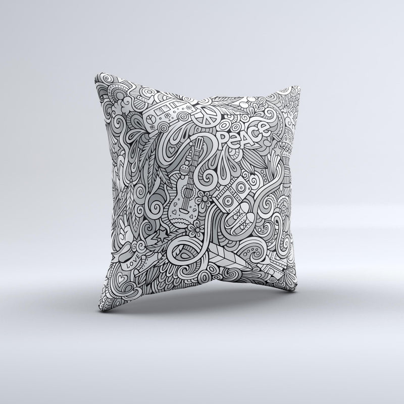 The Hippie Dippie Doodles ink-Fuzed Decorative Throw Pillow