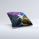 The Inverted Abstract Colorful WaterColor Vivid Tree ink-Fuzed Decorative Throw Pillow