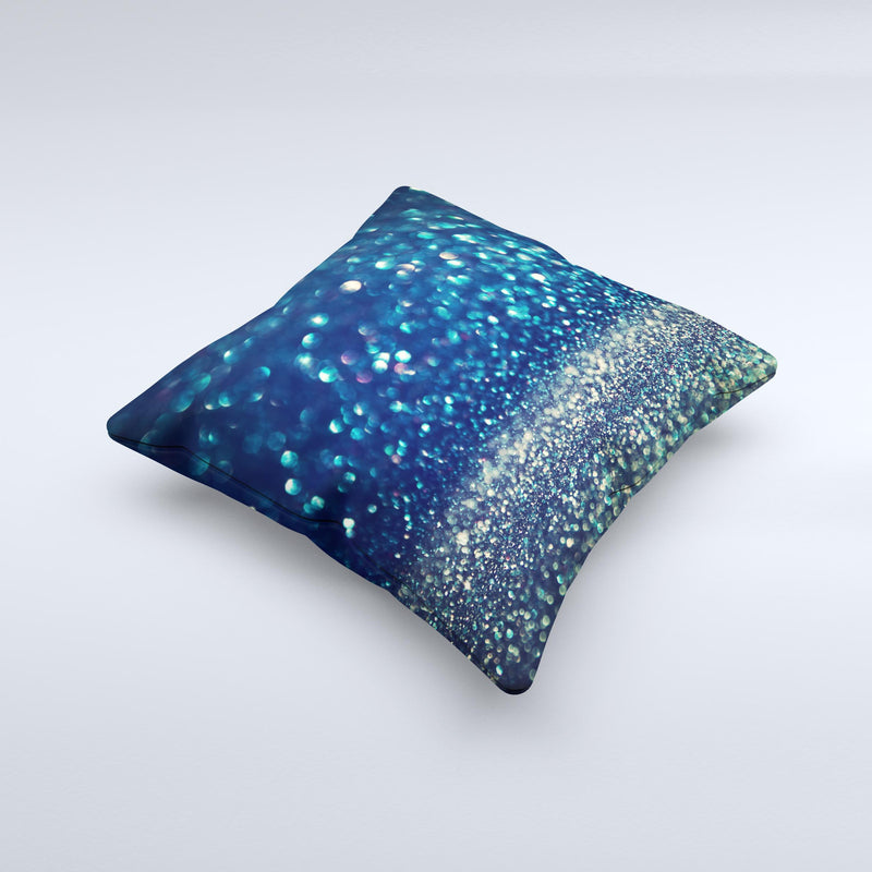 The Navy and Gold Unfocused Sparkles of Light ink-Fuzed Decorative Throw Pillow