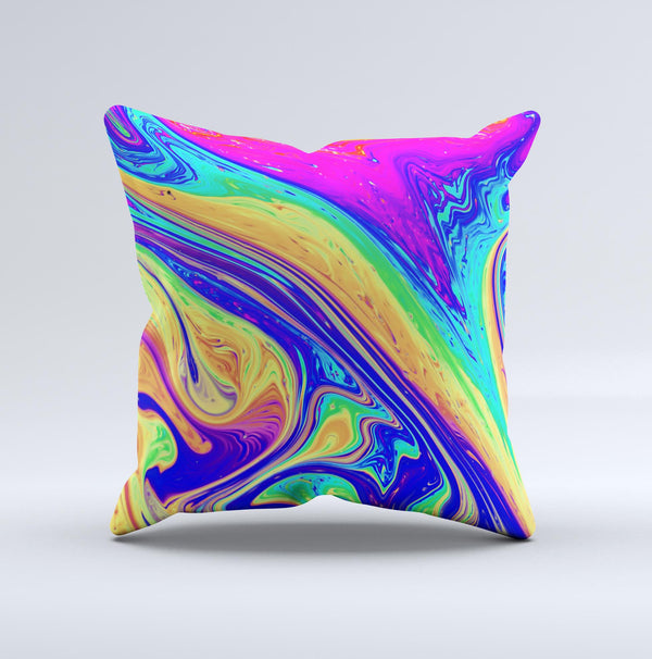 Neon Color Fusion V10  Ink-Fuzed Decorative Throw Pillow