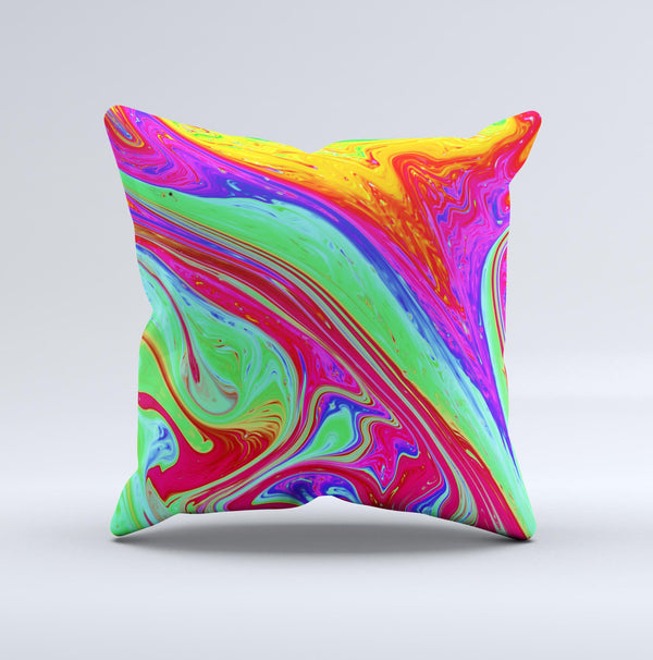 Neon Color Fusion V8  Ink-Fuzed Decorative Throw Pillow