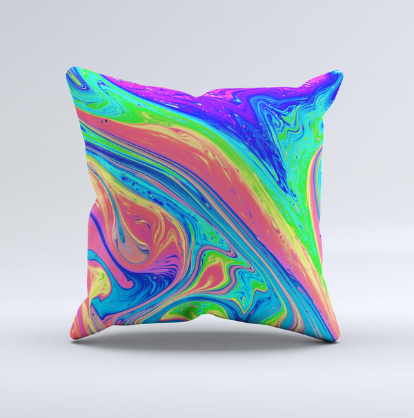 Neon Color Fusion V9  Ink-Fuzed Decorative Throw Pillow