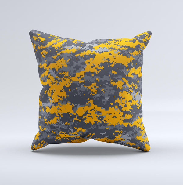 Orange and Gray Digital Camouflage  Ink-Fuzed Decorative Throw Pillow