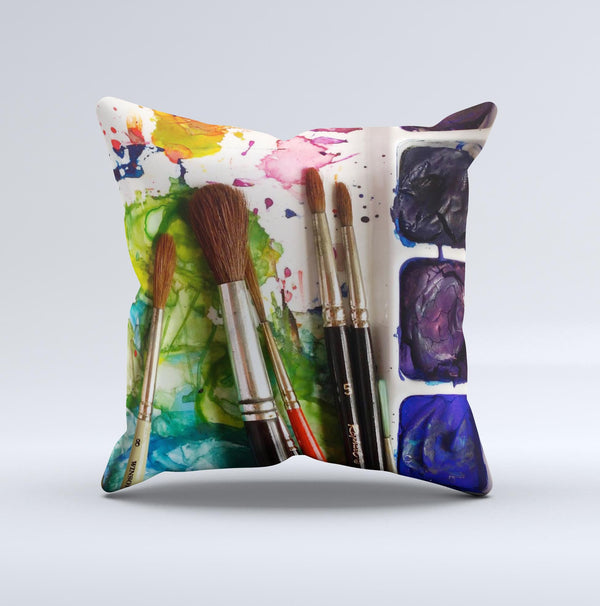Paint Brushes  Ink-Fuzed Decorative Throw Pillow