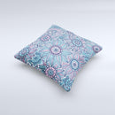 The Pink & Blue Flowered Pattern ink-Fuzed Decorative Throw Pillow