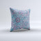 The Pink & Blue Flowered Pattern ink-Fuzed Decorative Throw Pillow