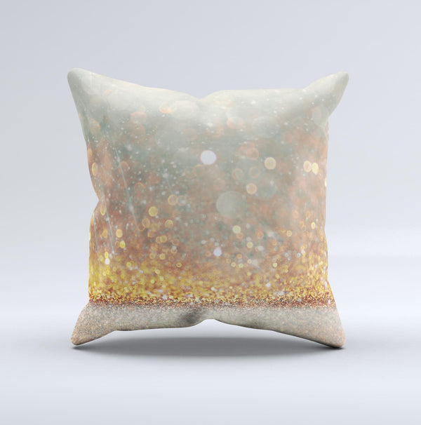 The Pink and Gold Shimmering Lights ink-Fuzed Decorative Throw Pillow