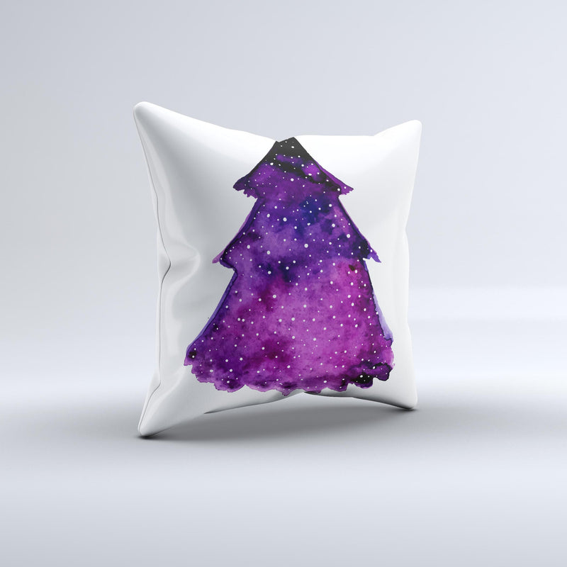 The Purple Watercolor Evergreen Tree ink-Fuzed Decorative Throw Pillow