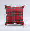 Red Stuart Tartan Plaid Fabric Pattern  Ink-Fuzed Decorative Throw Pillow