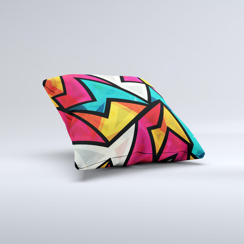 The Retro Vector Sharp Shapes ink-Fuzed Decorative Throw Pillow