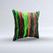 The Running Neon Green and Coral WaterColor Paint ink-Fuzed Decorative Throw Pillow