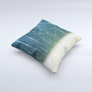 The Scratched Blue and Gold Showers ink-Fuzed Decorative Throw Pillow