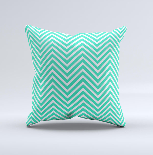 Sharp Chevron White and Mint Green  Ink-Fuzed Decorative Throw Pillow