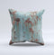 Subtle Blue Metal with Rust  Ink-Fuzed Decorative Throw Pillow