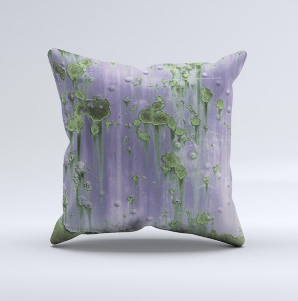 Subtle Purple Metal with Light Green Rust  Ink-Fuzed Decorative Throw Pillow