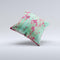 Trendy Green with Pink Rust  Ink-Fuzed Decorative Throw Pillow
