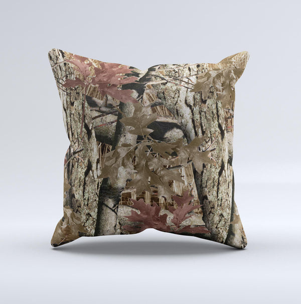 Vibrant Real Woods Camouflage V2  Ink-Fuzed Decorative Throw Pillow