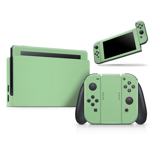 Pretty Green Pastel Color // Skin Decal Wrap Kit for Nintendo Switch Console & Dock, Joy-Cons, Pro Controller, Lite, 3DS XL, 2DS XL, DSi, or Wii