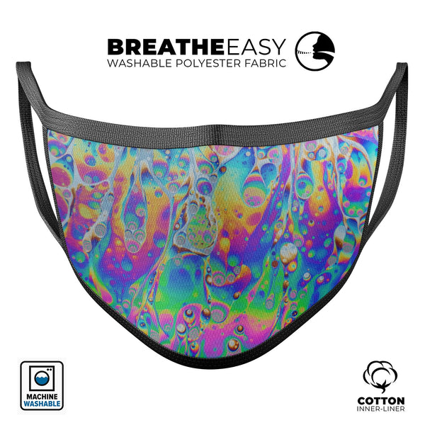 Psychedelic Abstract Oiled Vision V2 - Made in USA Mouth Cover Unisex Anti-Dust Cotton Blend Reusable & Washable Face Mask with Adjustable Sizing for Adult or Child