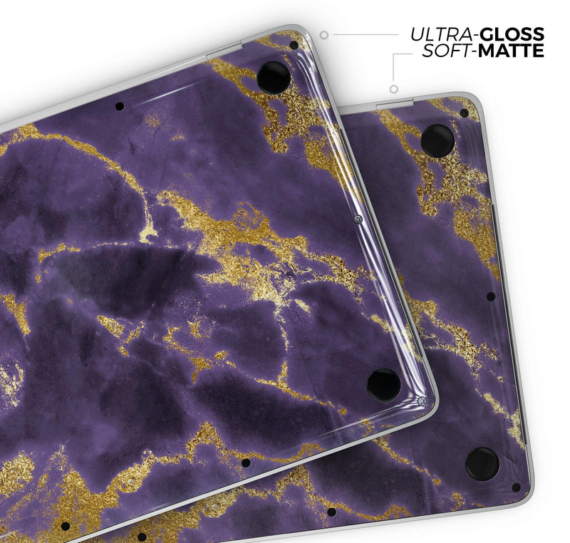 Purple Marble & Digital Silver Foil V2- Skin Decal Wrap Kit Compatible with the Apple MacBook Pro, Pro with Touch Bar or Air (11", 12", 13", 15" & 16" - All Versions Available)