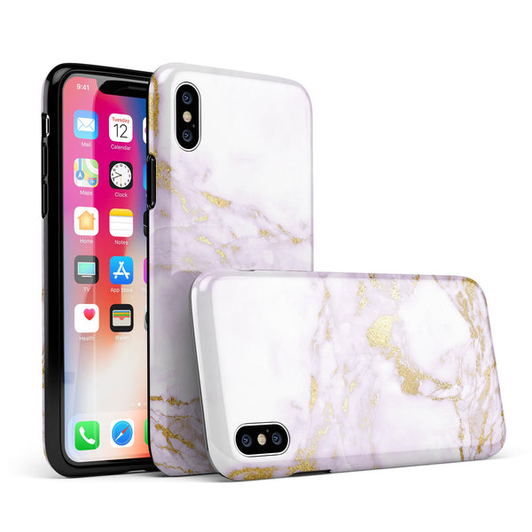 Purple Marble & Digital Gold Foil V8 - iPhone X Swappable Hybrid Case