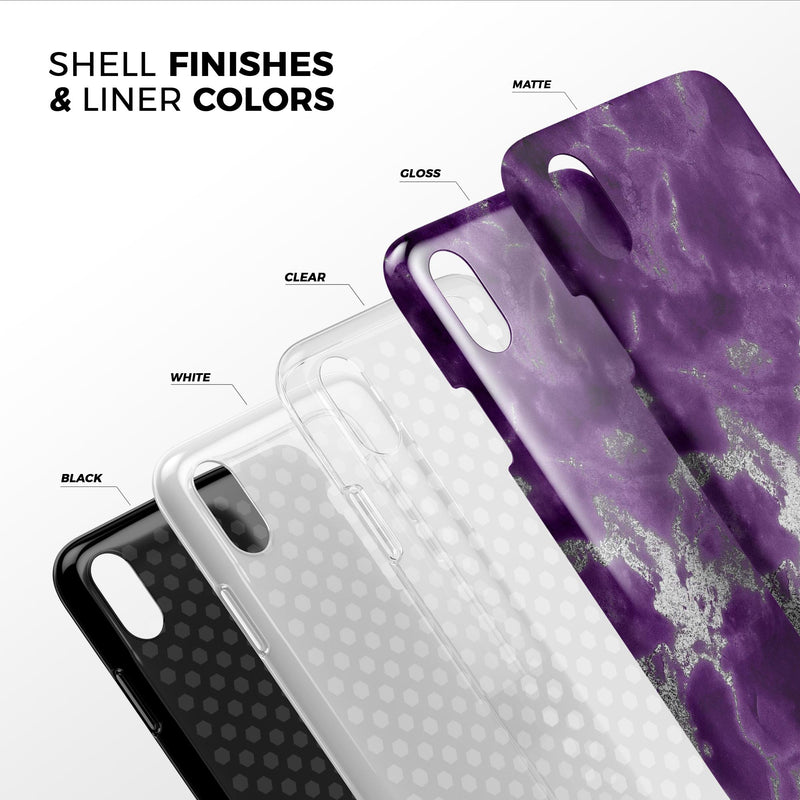 Purple Marble & Digital Silver Foil V5 - iPhone X Swappable Hybrid Case