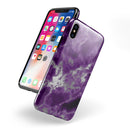 Purple Marble & Digital Silver Foil V5 - iPhone X Swappable Hybrid Case