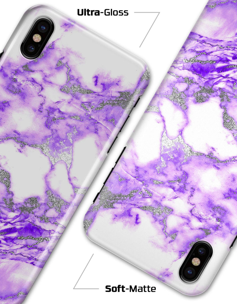 Purple Marble & Digital Silver Foil V9 - iPhone X Clipit Case
