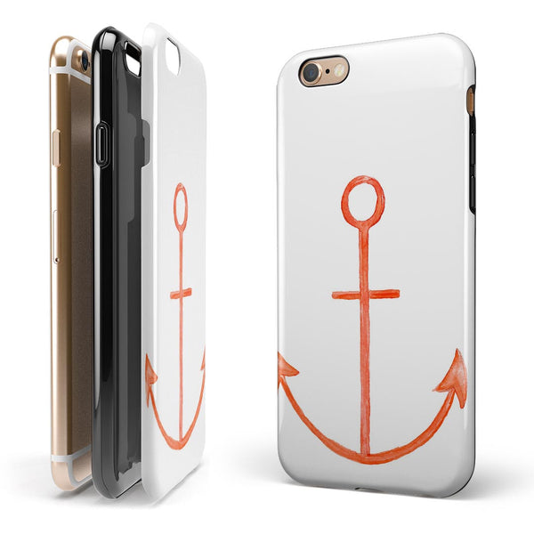 Red Watercolor Anchor iPhone 6/6s or 6/6s Plus 2-Piece Hybrid INK-Fuzed Case