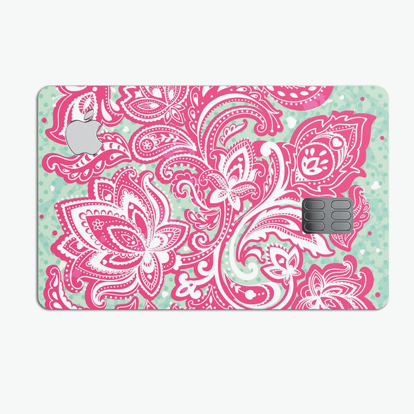 Red and Green Floral Ethnic - Premium Protective Decal Skin-Kit for the Apple Credit Card