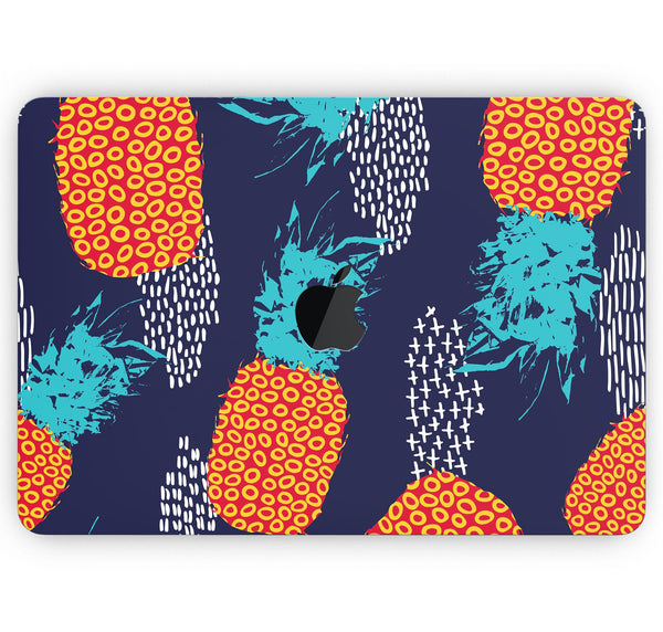 Retro Summer Pineapple v4 - Skin Decal Wrap Kit Compatible with the Apple MacBook Pro, Pro with Touch Bar or Air (11", 12", 13", 15" & 16" - All Versions Available)