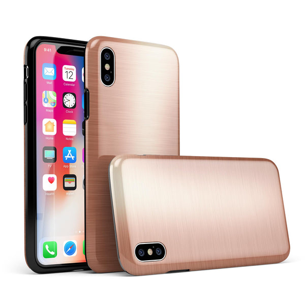 Rose Gold Digital Brushed Surface V2 - iPhone X Swappable Hybrid Case