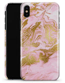 Rose Pink Marble & Digital Gold Frosted Foil V10 - iPhone X Clipit Case