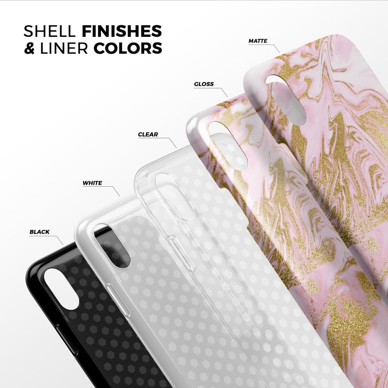 Rose Pink Marble & Digital Gold Frosted Foil V10 - iPhone X Swappable Hybrid Case