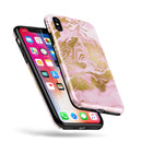 Rose Pink Marble & Digital Gold Frosted Foil V10 - iPhone X Swappable Hybrid Case
