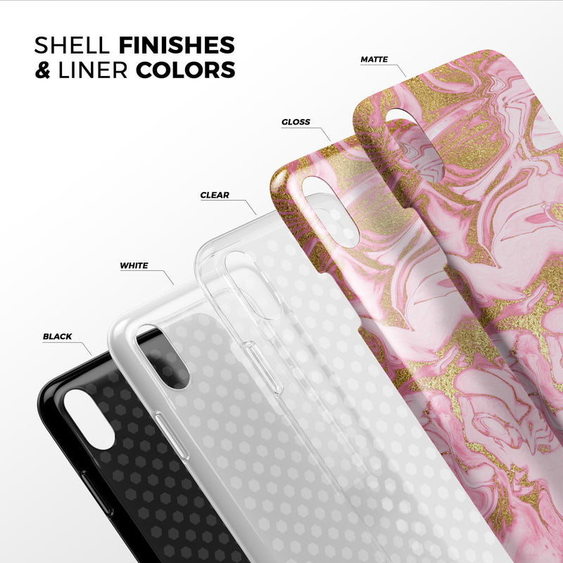 Rose Pink Marble & Digital Gold Frosted Foil V17 - iPhone X Swappable Hybrid Case